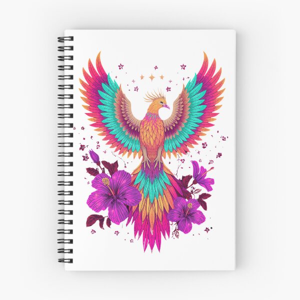 Item preview, Colorful Phoenix Bird with Floral Fantasy Art T-Shirt | Vibrant Mythical Firebird Illustration designed and sold by Wirath Shop.