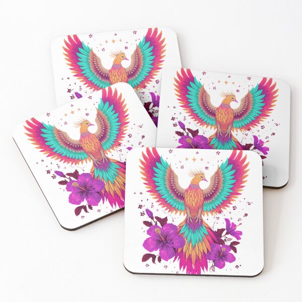 Item preview, Colorful Phoenix Bird with Floral Fantasy Art T-Shirt | Vibrant Mythical Firebird Illustration designed and sold by Wirath Shop.