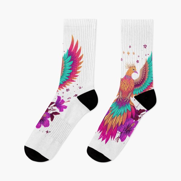 Item preview, Colorful Phoenix Bird with Floral Fantasy Art T-Shirt | Vibrant Mythical Firebird Illustration designed and sold by Wirath Shop.