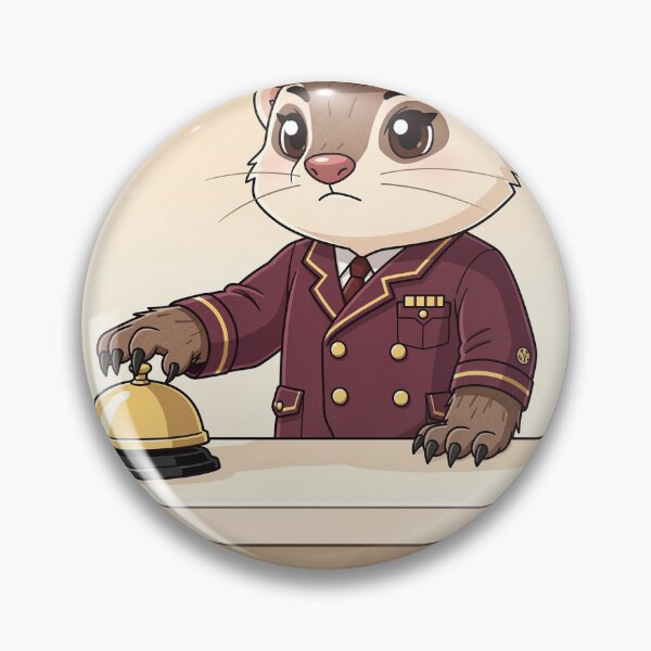 Item preview, Ferret Hotel Concierge Ringing the Bell Funny Art designed and sold by PictorialWhimsy.