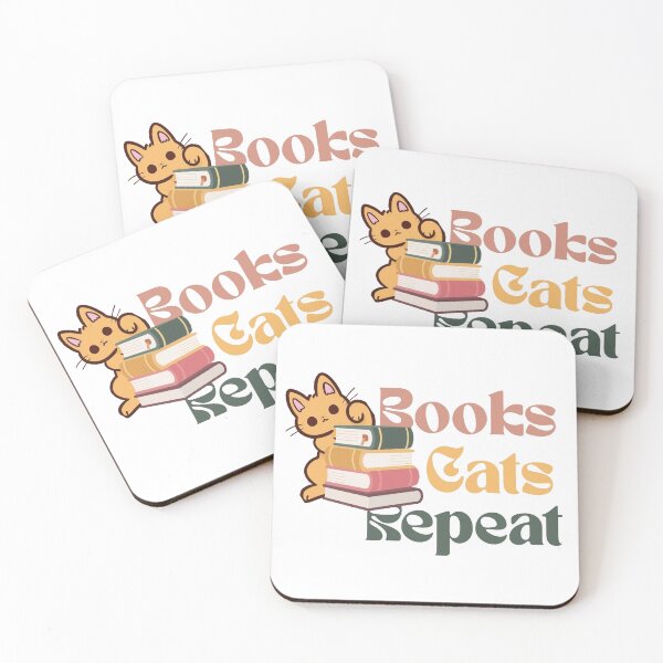 Item preview, Books Cats Repeat – Cute Cat Reading Book Illustration designed and sold by Sondosyazanart.
