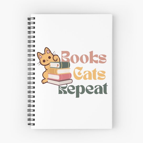 Item preview, Books Cats Repeat – Cute Cat Reading Book Illustration designed and sold by Sondosyazanart.