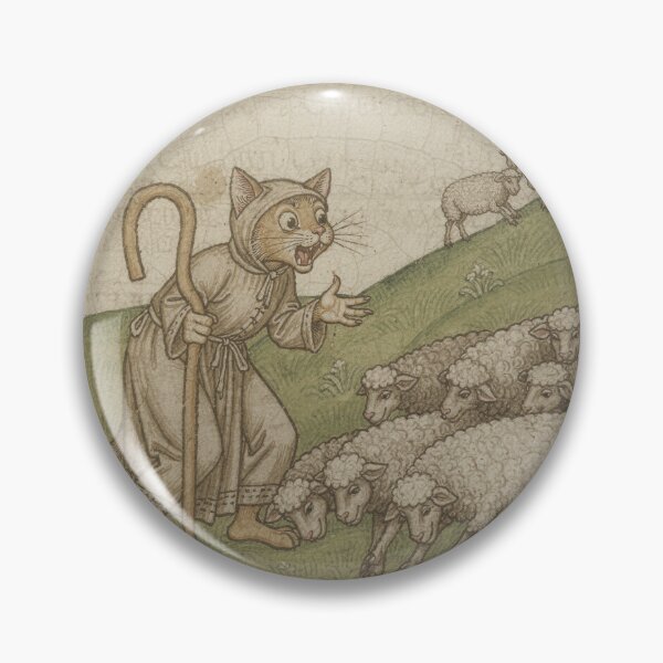 Item preview, Medieval Cat Shepherd Counting an Escaped Flock Manuscript Art designed and sold by PictorialWhimsy.