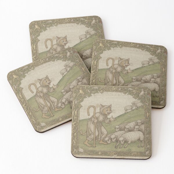 Item preview, Medieval Cat Shepherd Counting an Escaped Flock Manuscript Art designed and sold by PictorialWhimsy.