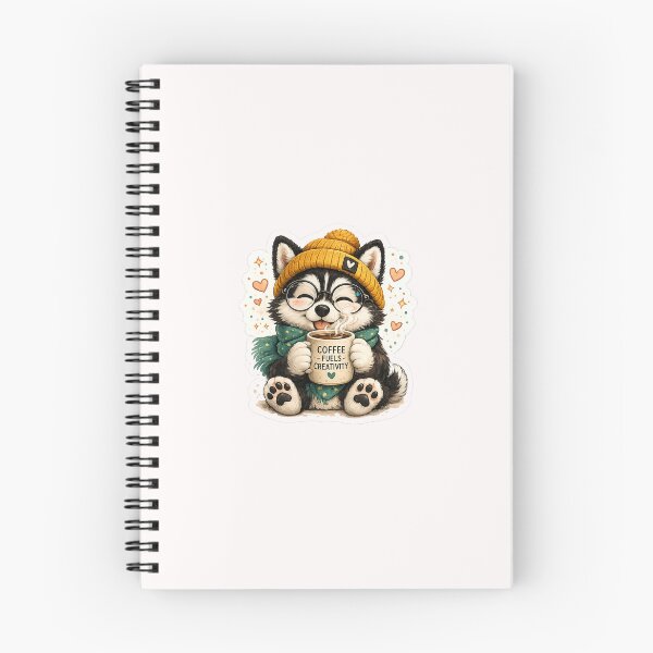 Item preview, Coffee Fuels Creativity Cute Husky Sticker designed and sold by AuudiVasustudio.