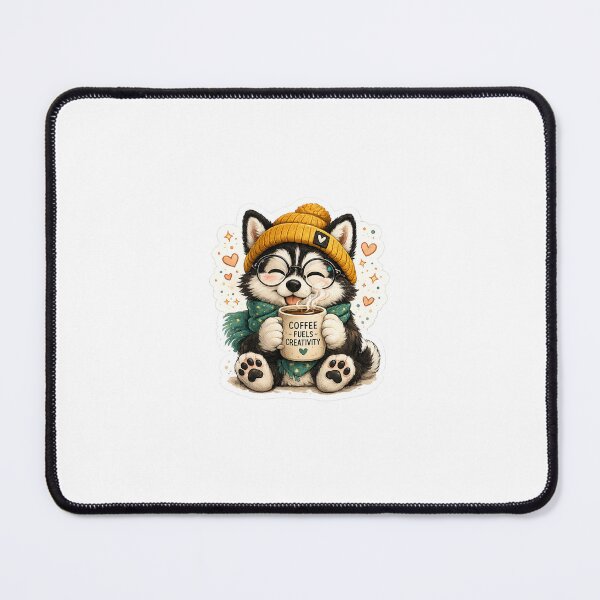Item preview, Coffee Fuels Creativity Cute Husky Sticker designed and sold by AuudiVasustudio.