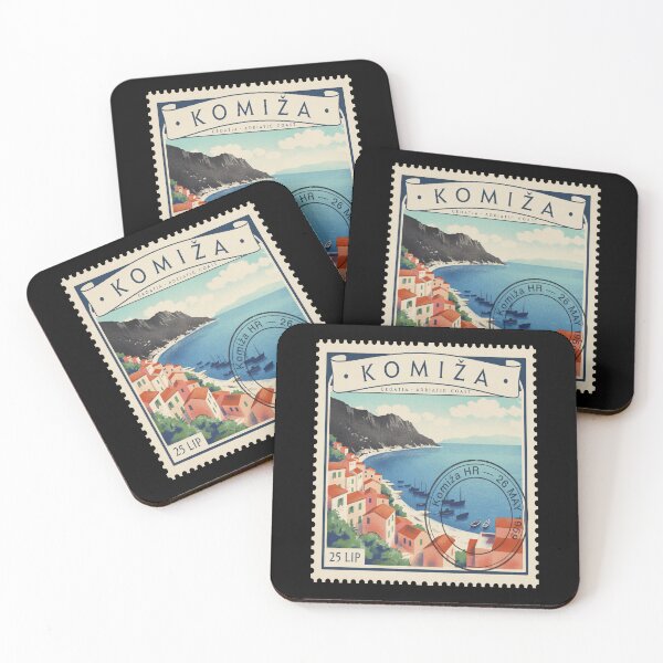 Item preview, Komiža Croatia Volcanic Cliffs Harbor Stamp Sticker designed and sold by stickercuffs.