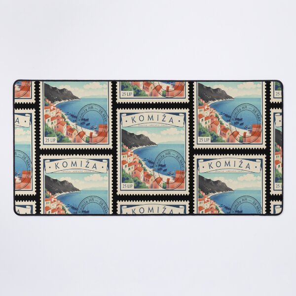 Item preview, Komiža Croatia Volcanic Cliffs Harbor Stamp Sticker designed and sold by stickercuffs.