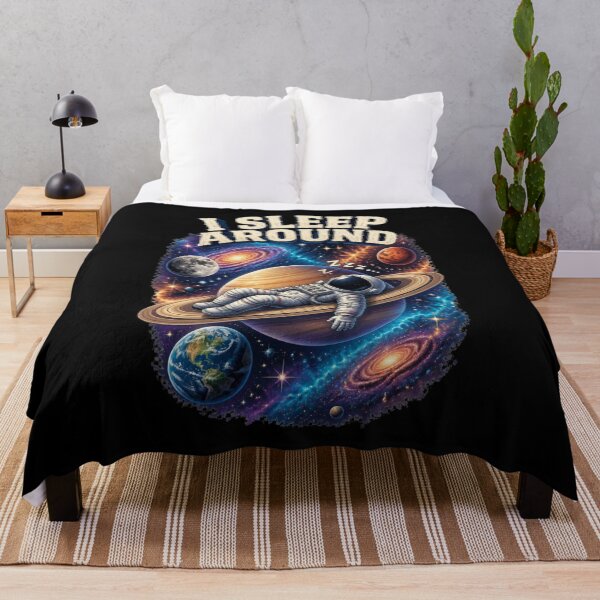 Item preview, I Sleep Around Funny Astronaut Space Design – Sleeping Astronaut on Saturn Galaxy Illustration designed and sold by Don't Crack Art.