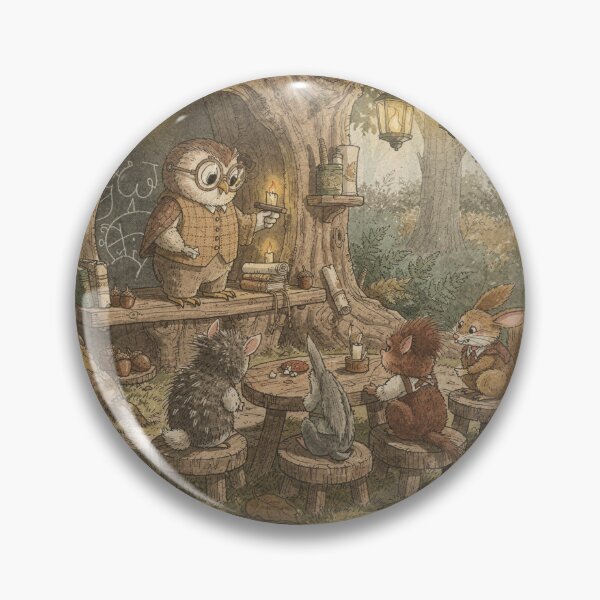 Item preview, Owl Folk Teaching Night School in a Hollow Oak Storybook Art designed and sold by PictorialWhimsy.