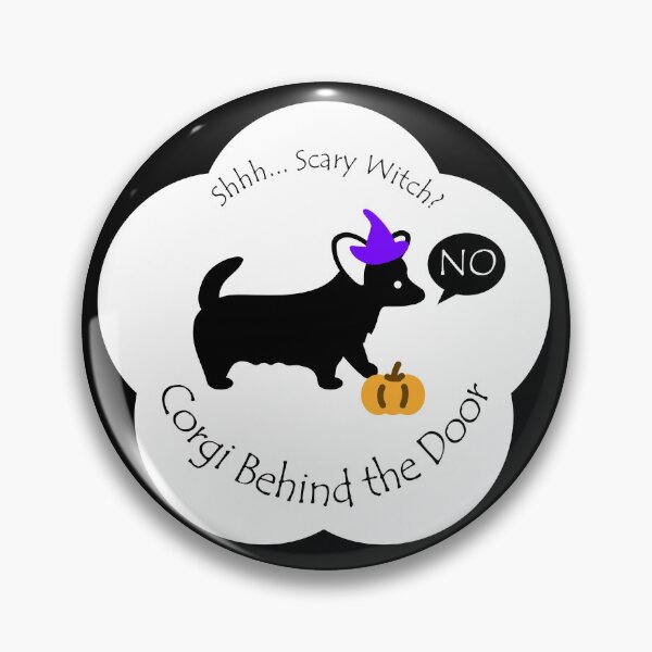 Item preview, Funny Corgi Scary Witch Behind the Door White Base designed and sold by Na7nasColorShop.
