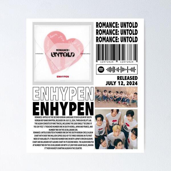 Item preview, BlvckStyle ENHYPEN Shirt, Romance Untold Album Vintage, Enhypen Kpop Album Bootleg 90s Gift Unisex Shirt, Hoodie, Sweatshirt designed and sold by BerryHand.