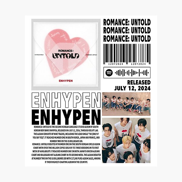 Item preview, BlvckStyle ENHYPEN Shirt, Romance Untold Album Vintage, Enhypen Kpop Album Bootleg 90s Gift Unisex Shirt, Hoodie, Sweatshirt designed and sold by BerryHand.