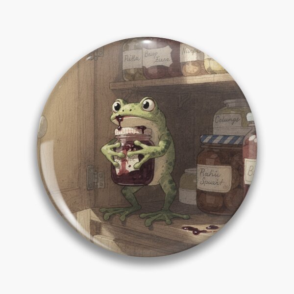 Item preview, Frog Caught Red-Handed in the Jam Cupboard Funny Cottagecore Art designed and sold by PictorialWhimsy.