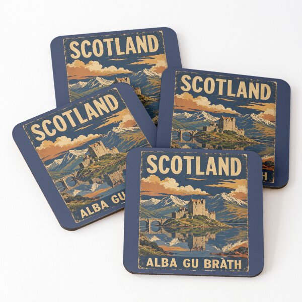 Item preview,  Scotland Alba Gu Brath - Vintage Travel Poster Eilean Donan Castle Scottish Heritage Design designed and sold by bumbledown.