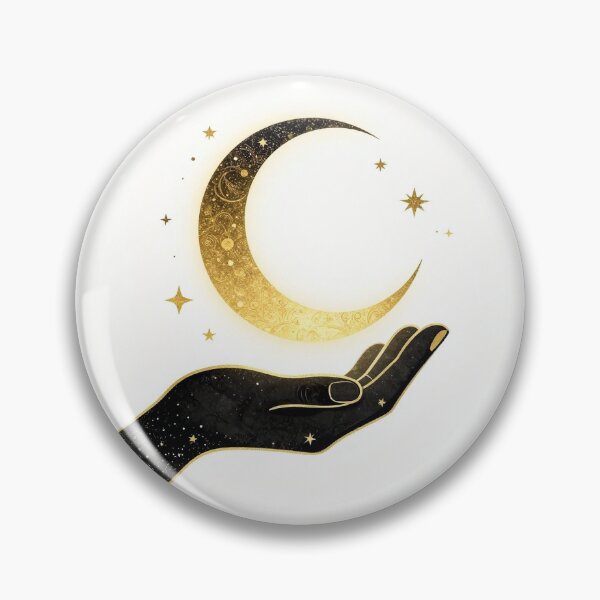 Item preview, Celestial Hand Holding Golden Crescent Moon and Stars designed and sold by BeautifulVibe.
