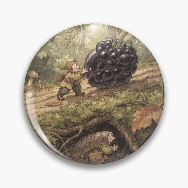Item preview, Forest Folk Rolling Home a Ripe Blackberry Storybook Art designed and sold by PictorialWhimsy.