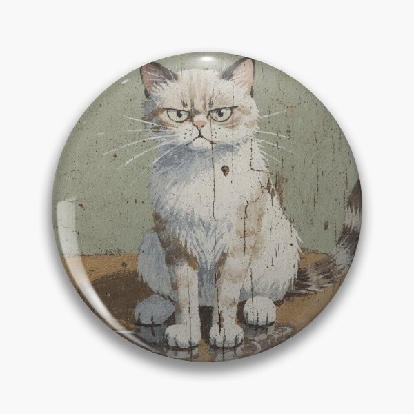 Item preview, Offended Snowshoe Cat With Four Wet Paws Folk Art designed and sold by PictorialWhimsy.