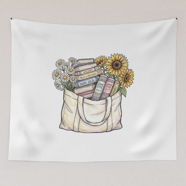 Item preview, Tote Bag Full of Books and Flowers designed and sold by ryanguas.