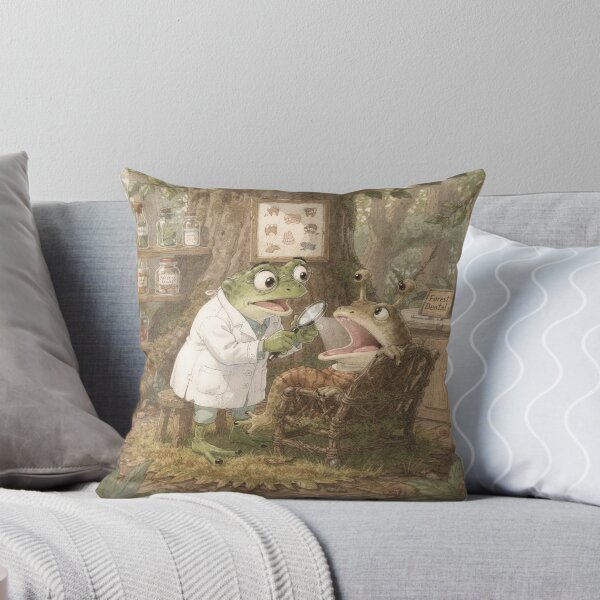 Item preview, Frog Dentist Puzzled by a Snail With No Teeth Funny Cottagecore Art designed and sold by PictorialWhimsy.