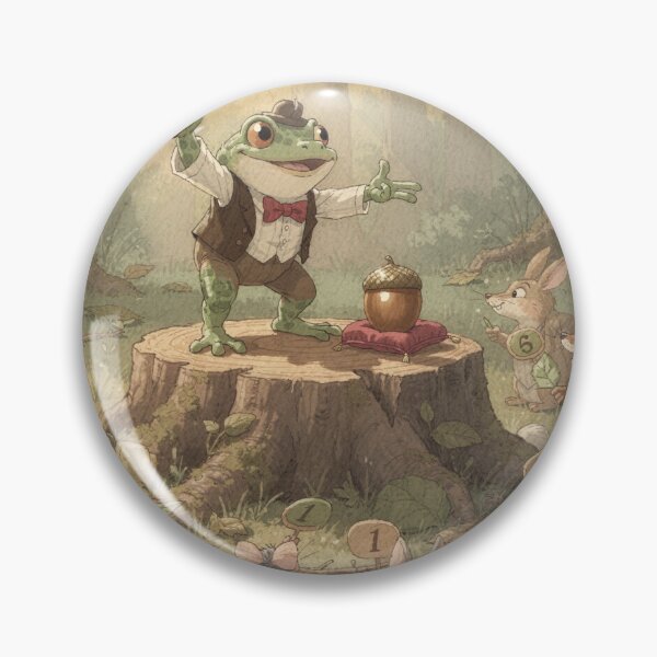 Item preview, Toad Auctioneer Selling One Perfect Acorn Cottagecore Art designed and sold by PictorialWhimsy.