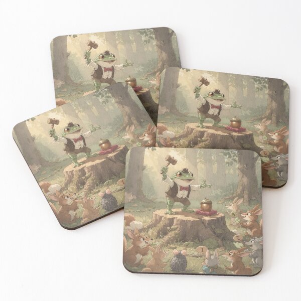 Item preview, Toad Auctioneer Selling One Perfect Acorn Cottagecore Art designed and sold by PictorialWhimsy.