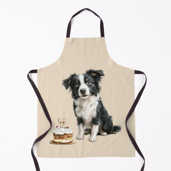Item preview, Cute Border Collie with Birthday Cake and Bone Topper designed and sold by Erika Kaisersot.