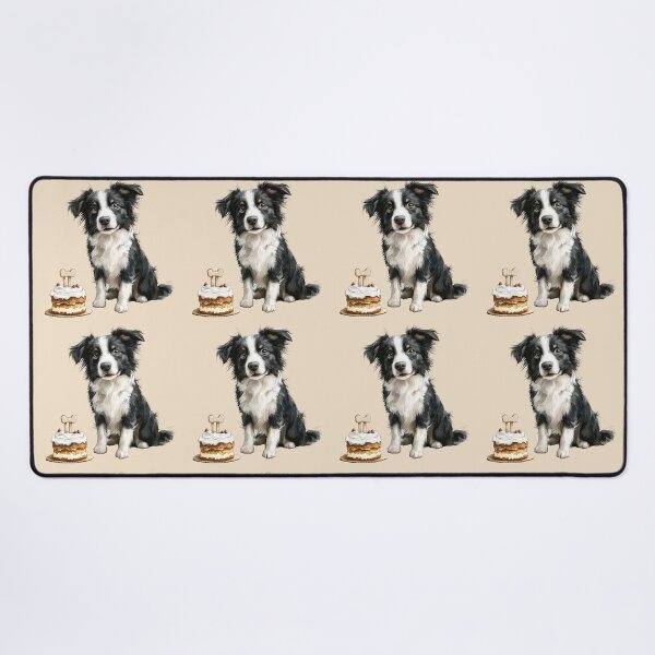 Item preview, Cute Border Collie with Birthday Cake and Bone Topper designed and sold by Erika Kaisersot.