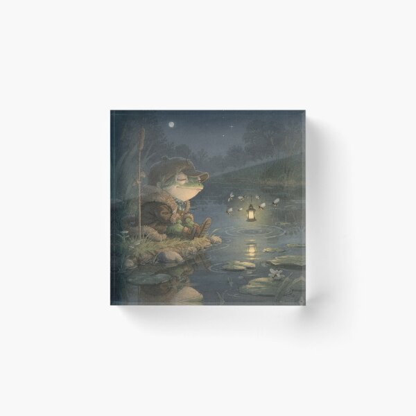 Item preview, Frog Night Watchman Fast Asleep on Duty Funny Cottagecore Art designed and sold by PictorialWhimsy.
