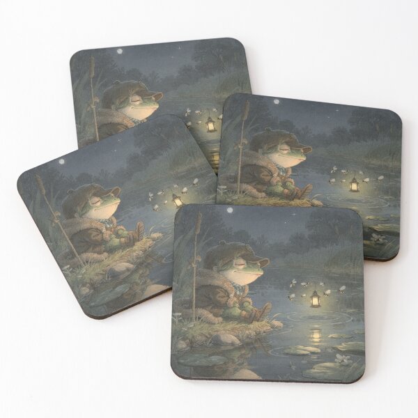 Item preview, Frog Night Watchman Fast Asleep on Duty Funny Cottagecore Art designed and sold by PictorialWhimsy.