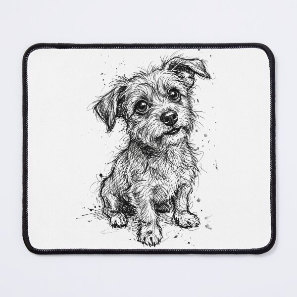 Item preview, Hand-Drawn Terrier Mix Sketch | expressive puppy ink drawing | minimalist pet art designed and sold by seven things shop.