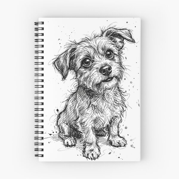 Item preview, Hand-Drawn Terrier Mix Sketch | expressive puppy ink drawing | minimalist pet art designed and sold by seven things shop.