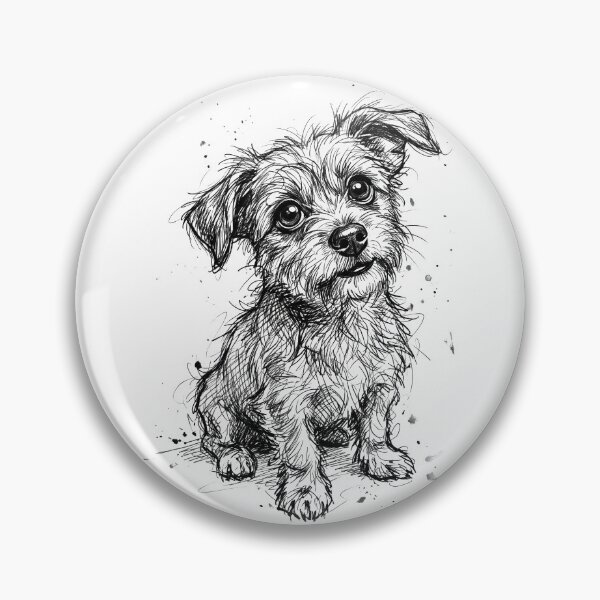 Item preview, Hand-Drawn Terrier Mix Sketch | expressive puppy ink drawing | minimalist pet art designed and sold by seven things shop.