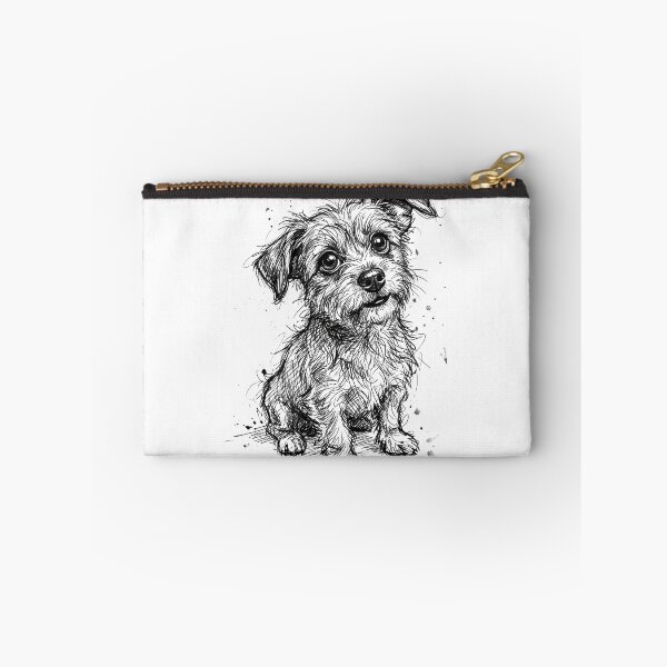 Item preview, Hand-Drawn Terrier Mix Sketch | expressive puppy ink drawing | minimalist pet art designed and sold by seven things shop.
