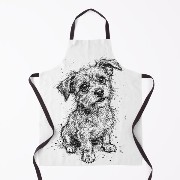 Item preview, Hand-Drawn Terrier Mix Sketch | expressive puppy ink drawing | minimalist pet art designed and sold by seven things shop.