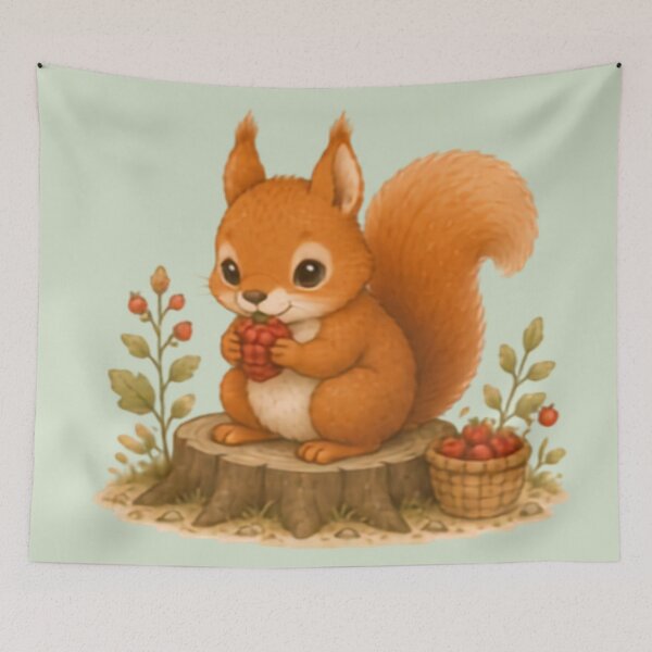 Item preview, Berry Snack Red Squirrel designed and sold by MellowMunchkins.