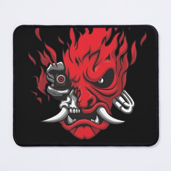 Item preview, Red Fire Cyber Mask Graphic With Block Text designed and sold by ALYGADesign.