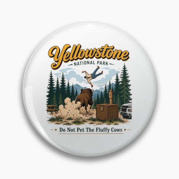 Item preview, Yellowstone National Park, Funny Bison Fluffy Cow, Do Not Pet The Fluffy Cows, Camping Hiking designed and sold by RafaelScherer.
