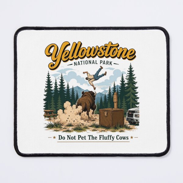 Item preview, Yellowstone National Park, Funny Bison Fluffy Cow, Do Not Pet The Fluffy Cows, Camping Hiking designed and sold by RafaelScherer.
