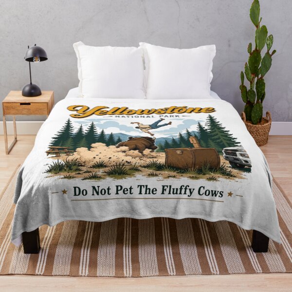 Item preview, Yellowstone National Park, Funny Bison Fluffy Cow, Do Not Pet The Fluffy Cows, Camping Hiking designed and sold by RafaelScherer.