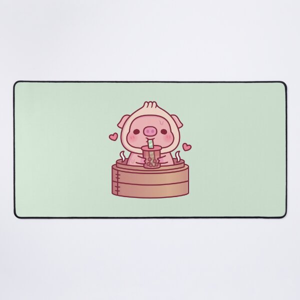 Item preview, Cute Xiao Long Bao Pig Drinks Boba Tea In Steamer Basket designed and sold by rustydoodle.