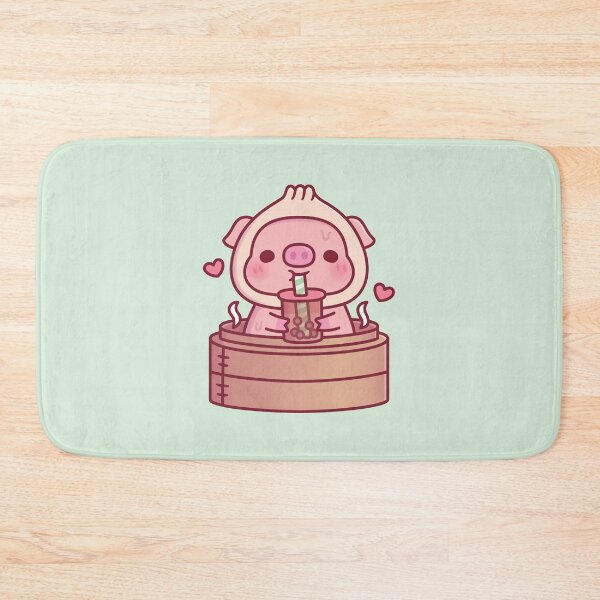 Item preview, Cute Xiao Long Bao Pig Drinks Boba Tea In Steamer Basket designed and sold by rustydoodle.