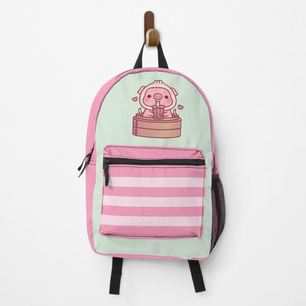 Item preview, Cute Xiao Long Bao Pig Drinks Boba Tea In Steamer Basket designed and sold by rustydoodle.