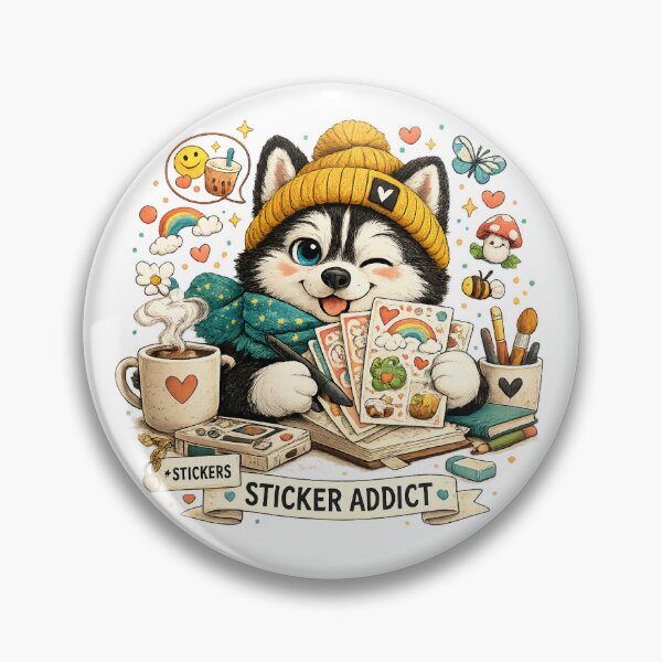 Artikelvorschau, Sticker-Süchtiger, süßer Husky-Sammler entworfen und verkauft von AuudiVasustudio.