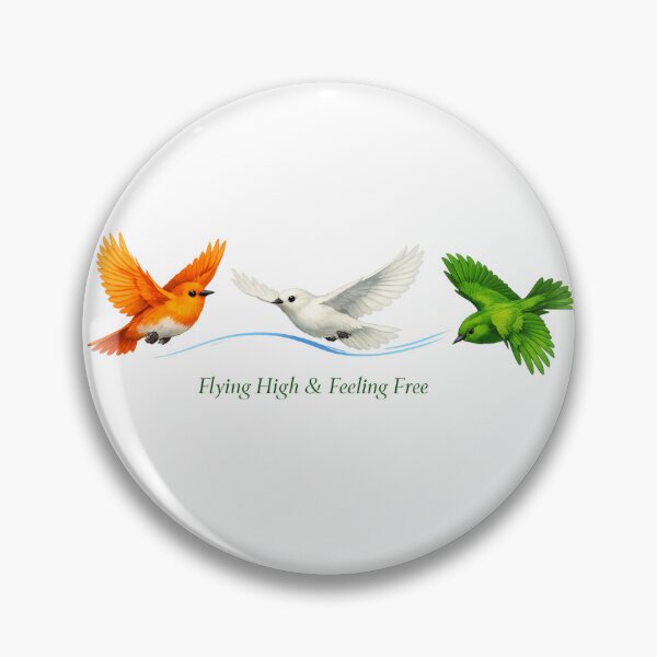 Item preview, Three Flying Birds Minimal T‑Shirt – Orange, White & Green Art with Mint Tagline designed and sold by EdgeSphere.