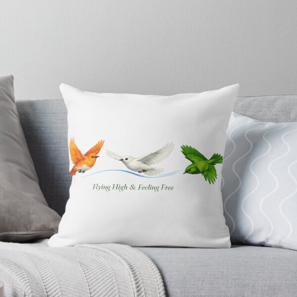 Item preview, Three Flying Birds Minimal T‑Shirt – Orange, White & Green Art with Mint Tagline designed and sold by EdgeSphere.