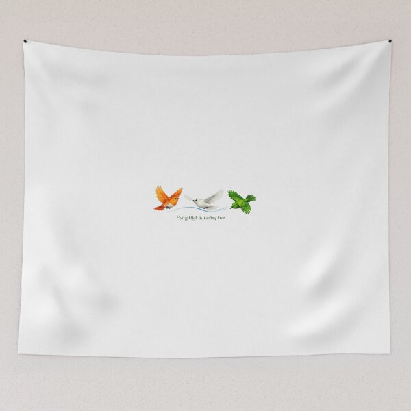 Item preview, Three Flying Birds Minimal T‑Shirt – Orange, White & Green Art with Mint Tagline designed and sold by EdgeSphere.