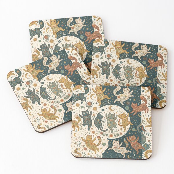 Item preview, Celestial Folk Art Cat Pattern designed and sold by Iampoji.