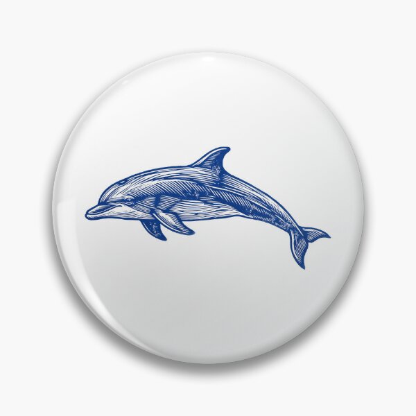 Item preview, Retro Blue Linocut Dolphin Ocean Life designed and sold by seven things shop.