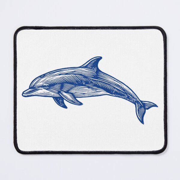 Item preview, Retro Blue Linocut Dolphin Ocean Life designed and sold by seven things shop.